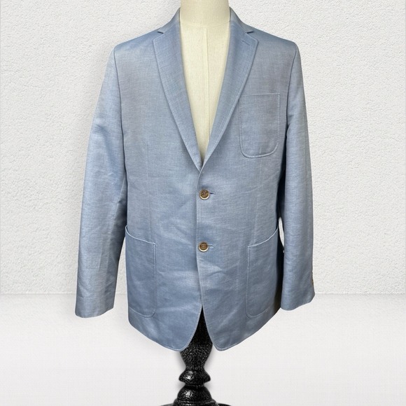 Banana Republic x‎ Mad Men Sport Coat Blazer Men 44R Blue Italian Fabric
